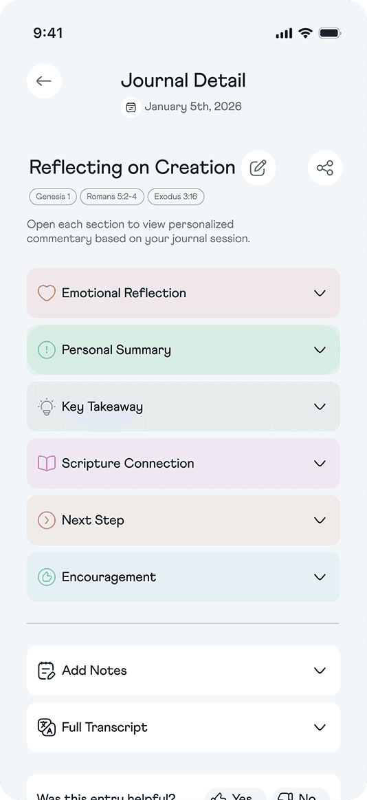 Personalized biblical feedback on a journal entry