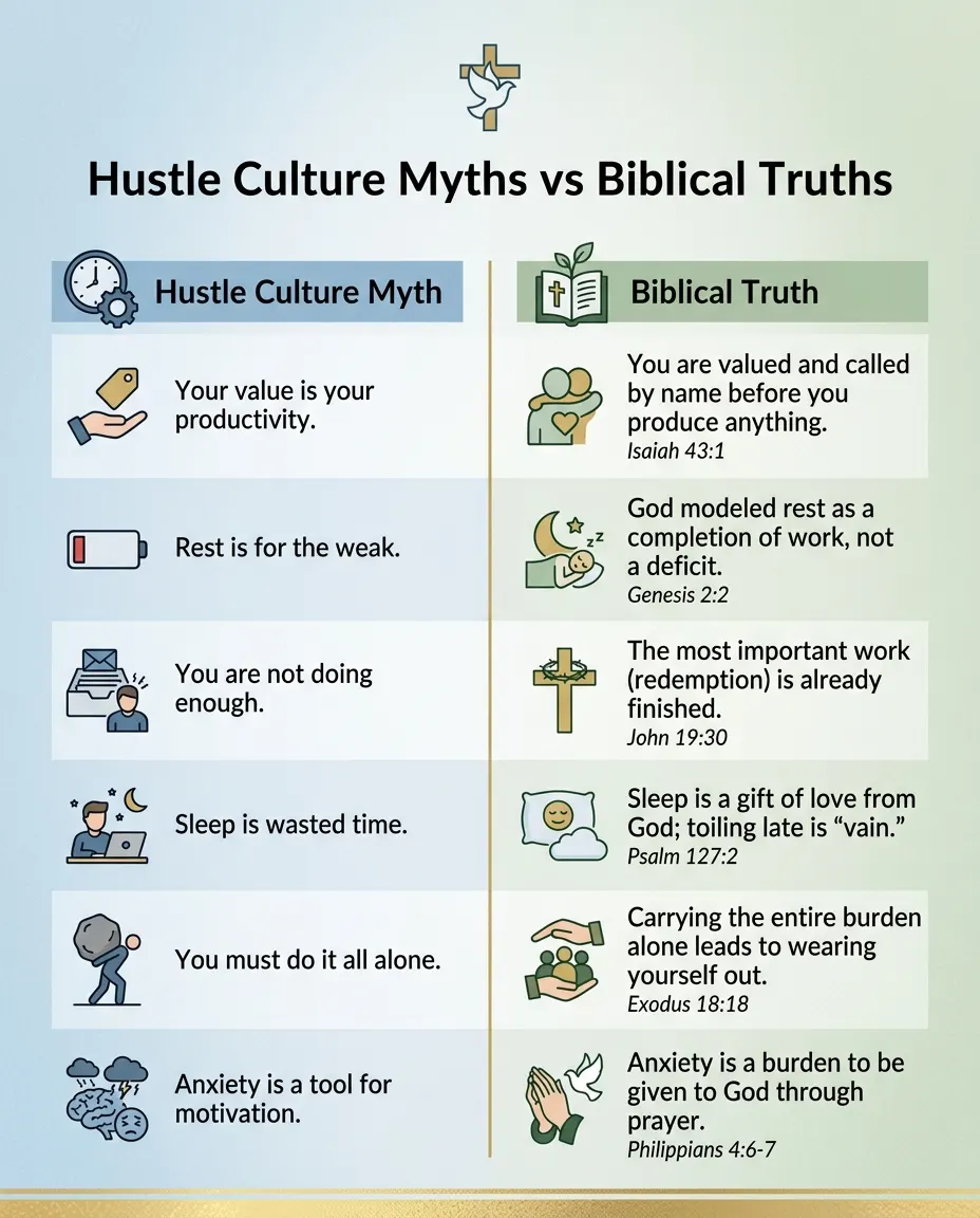 Hustle Culture Myths vs Biblical Truths About Work and Rest