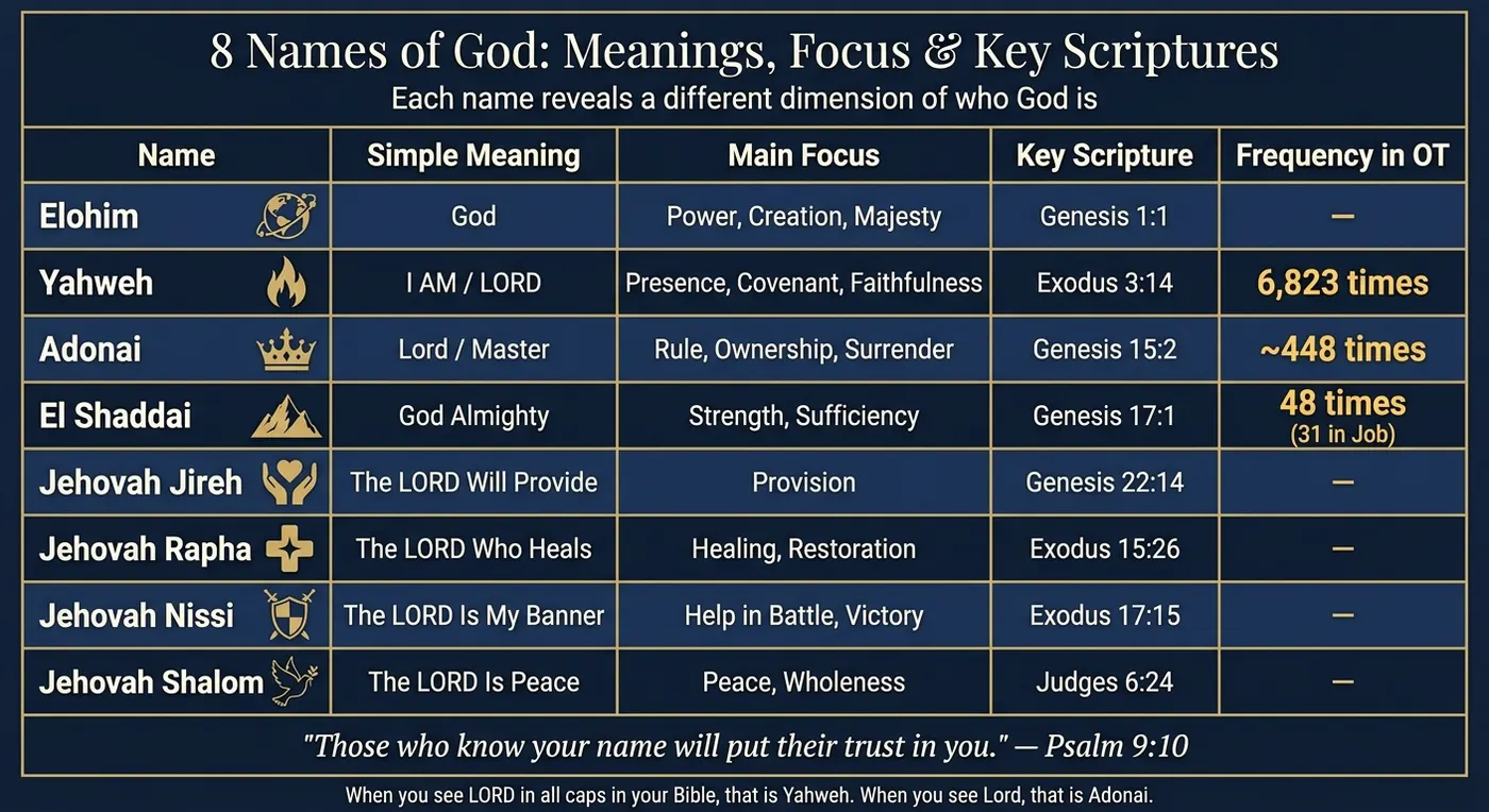 8 Names of God: Meanings, Focus & Key Scriptures
