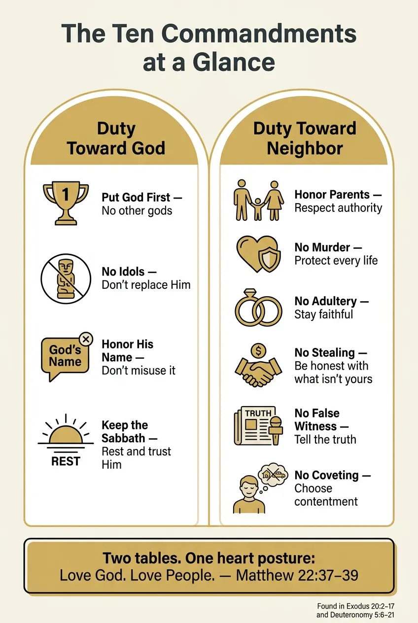 The Ten Commandments: Two Tables at a Glance