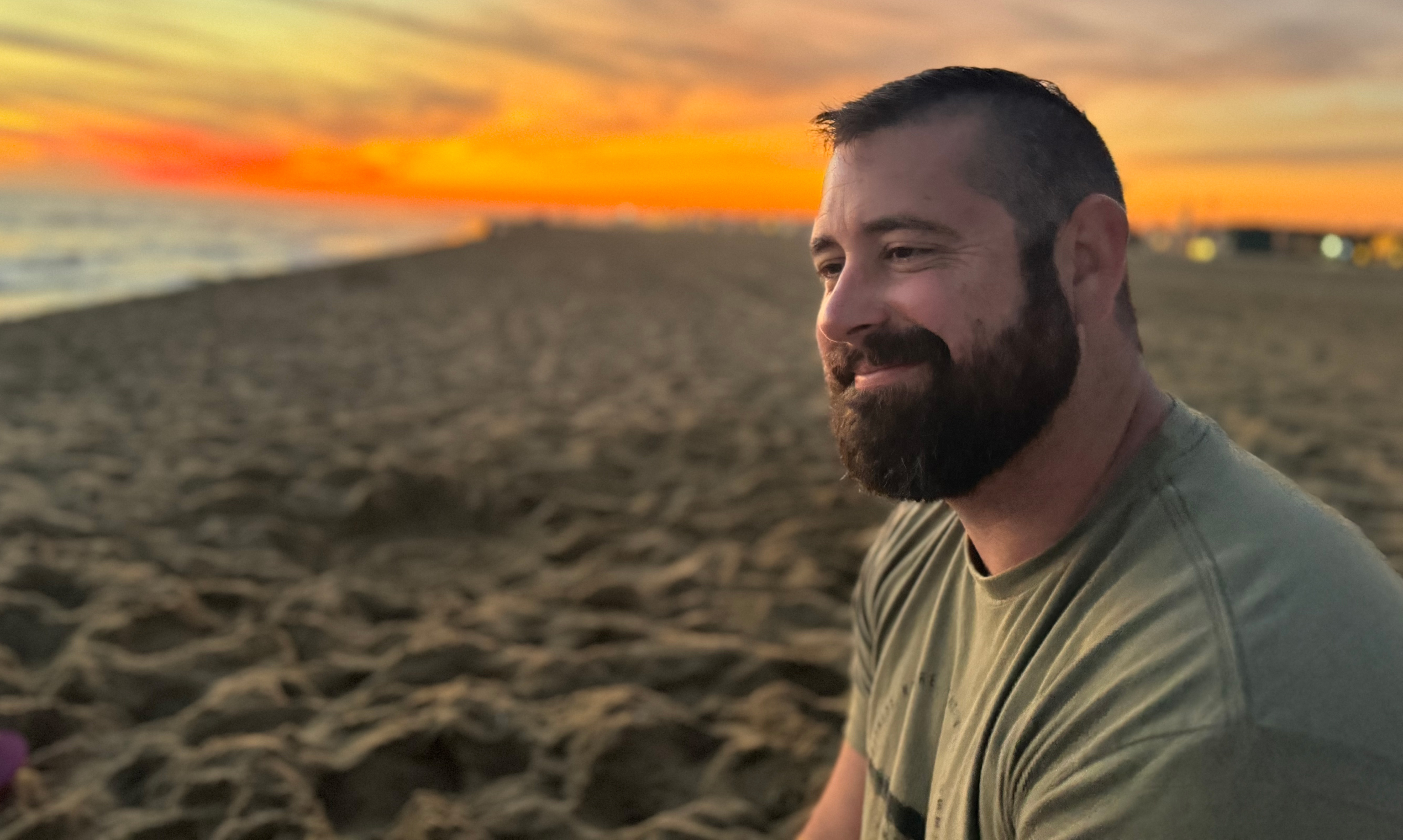 Preston Zeller, Psalmlog founder, reflecting at sunset